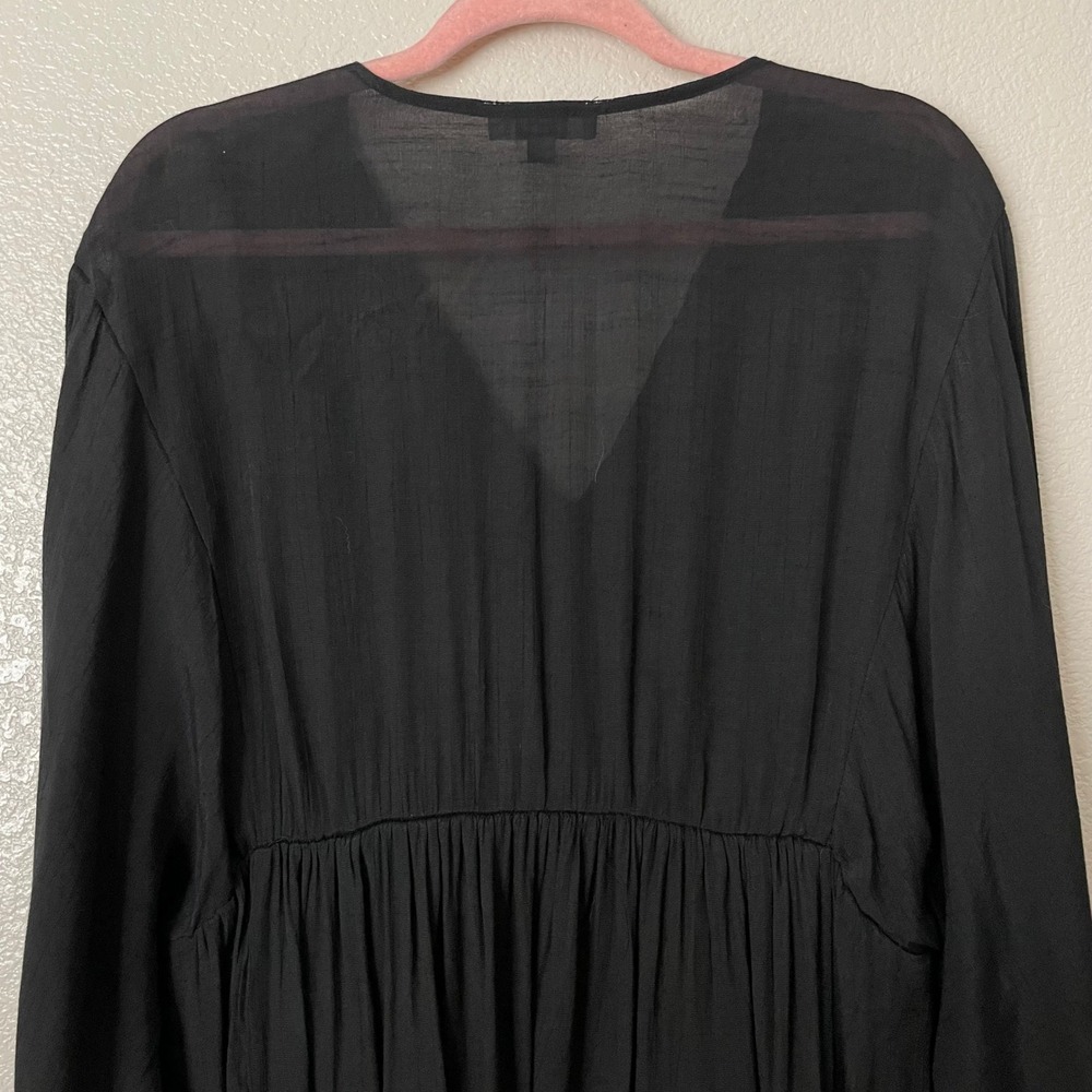 Umgee Top Womens 1XL Black Floral Embroidered Babydoll Blouse Boho Cottagecore - Picture 8 of 12